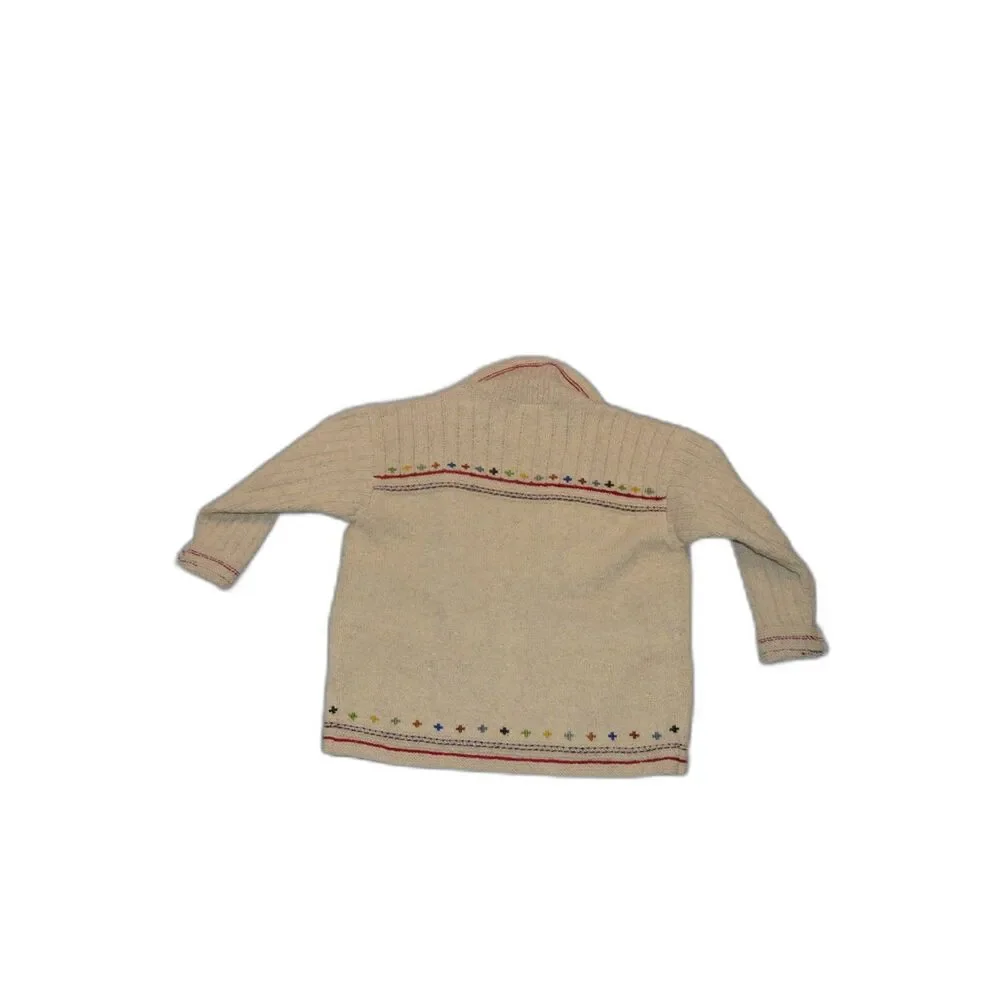 Indigenous Designs Vintage Wool Cardigan Womens Medium Embroidered Hand Knit